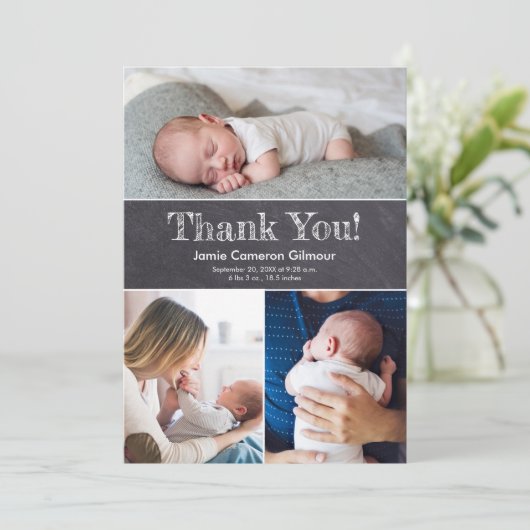 黒板複数枚男の赤ちゃんシャワー サンキューカード (スタンド正面)