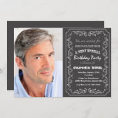 黒板誕生日写真招待状 招待状 (正面/裏面)