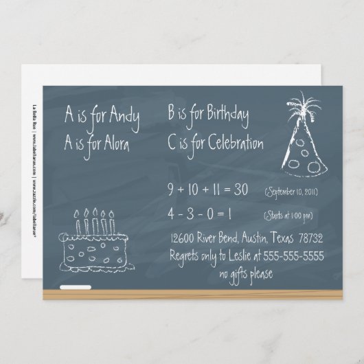 黒板誕生日 招待状 (正面/裏面)