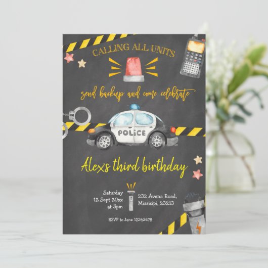 黒板警察の誕生日パーティーへの招待 招待状 (スタンド正面)