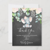 黒板象ベビーシャワーサンキューカード 招待状 (正面)