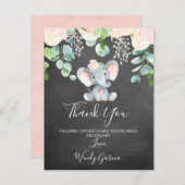 黒板象ベビーシャワーサンキューカード 招待状 (正面/裏面)