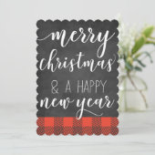 黒板赤い格子模様の写真クリスマスカード シーズンカード (スタンド正面)