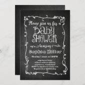 黒板赤ちゃんシャワーの招待状 招待状 (正面/裏面)