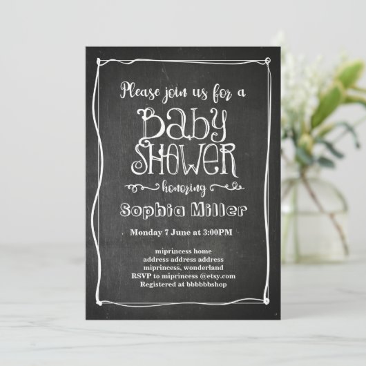 黒板赤ちゃんシャワーの招待状 招待状 (スタンド正面)