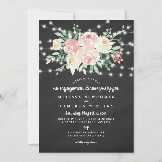 黒板赤面フローラ婚約ディナーパーティー 招待状 (正面)