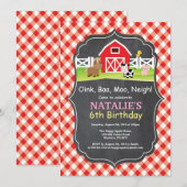 黒板農場の誕生日招待状 バーンヤードパーティー 招待状 (正面/裏面)