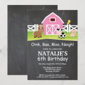 黒板農場の誕生日招待状 バーンヤードパーティー 招待状 (正面/裏面)