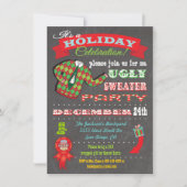 黒板醜いセータークリスマスパーティの招待状 招待状 (正面)