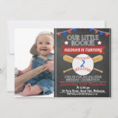 黒板野球写真誕生日招待状 招待状 (正面)