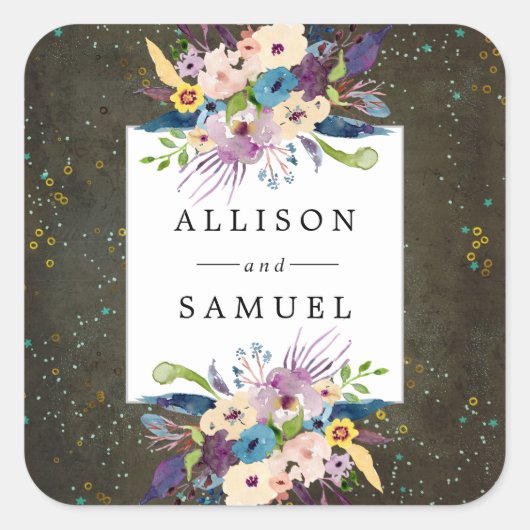 黒板金ゴールドシルバー星個人の好意シール スクエアシール (正面)