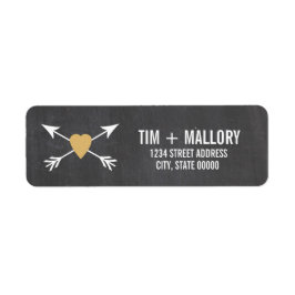 黒板金ゴールドハート+矢印 |ウェディングラベル ラベル