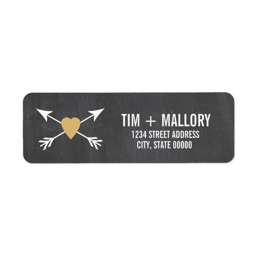 黒板金ゴールドハート+矢印 |ウェディングラベル ラベル (正面)