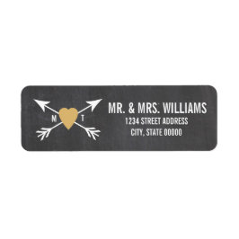 黒板金ゴールドハート+矢印 |ウェディングラベル ラベル