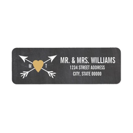 黒板金ゴールドハート+矢印 |ウェディングラベル ラベル (正面)