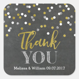 黒板金ゴールド紙吹雪結婚式の引き出物ラベル スクエアシール