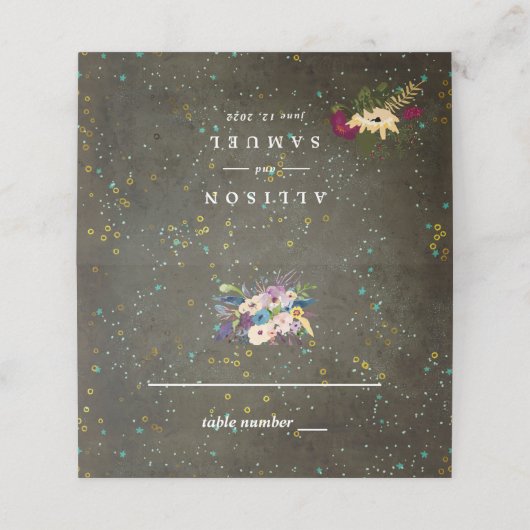 黒板金ゴールド銀の星コンステレーション結婚の プレイスカード (外部開封)