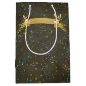 黒板金ゴールド銀星星座スカイ ミディアムペーパーバッグ (正面)
