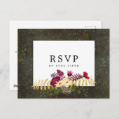 黒板金ゴールド銀星星座RSVP ポストカード (正面/裏面)