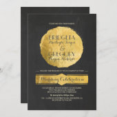 黒板金箔効果結婚式招待状 招待状 (正面/裏面)