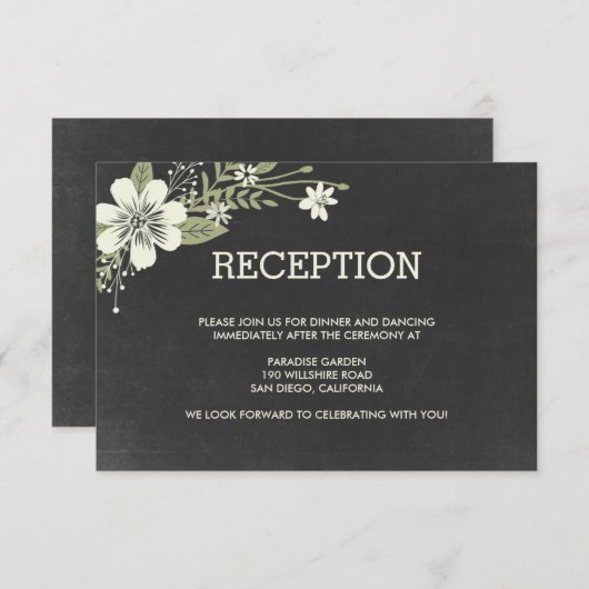 黒板開花ウェディングレセプションカード エンクロージャーカード (正面/裏面)