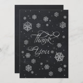 黒板雪片ブライダルシャワーサンキューカード 招待状 (正面/裏面)