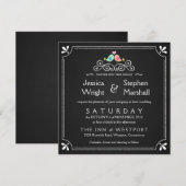 黒板風の愛の鳥が描かれた結婚式の招待状 招待状 (正面/裏面)