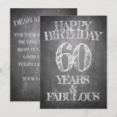 黒板風のHappy Birthday - 60歳の誕生日おめでとう (正面/裏面)