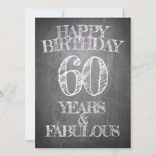 黒板風のHappy Birthday - 60歳の誕生日おめでとう (正面)