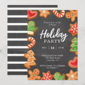 黒板風ジンジャーブレッドホリデーパーティーの招待状 招待状 (正面/裏面)