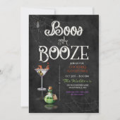 黒板風ハロウィンパーティー Boos & Booze カクテルパーティー 招待状 (正面)