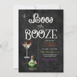 黒板風ハロウィンパーティー Boos & Booze カクテルパーティー 招待状