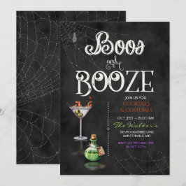 黒板風ハロウィンパーティー Boos & Booze カクテルパーティー 招待状
