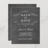 黒板風招待状 先約のお知らせ セーブザデート (正面/裏面)