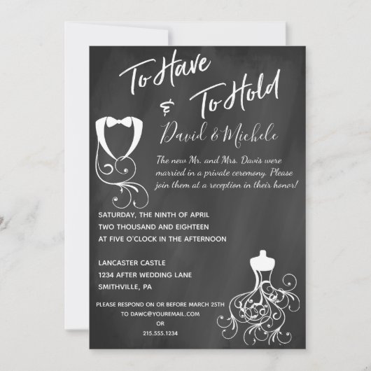 黒板風挙式後パーティー招待状 招待状 (正面)