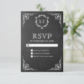 黒板風装飾モノグラムRSVP 出欠カード (スタンド正面)