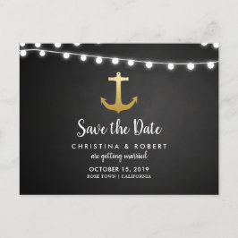 黒板風 ゴールド箔 アンカー Save The Date 案内ポストカード