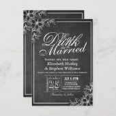 黒板食べフローラビーズ結婚した結婚ズ 招待状 (正面/裏面)