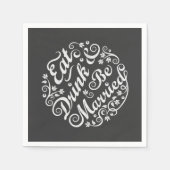 黒板食べ飲み物とビーパー結婚した紙ナプキン スタンダードカクテルナプキン (正面)