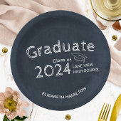黒板高校写真卒業パーティー ペーパープレート