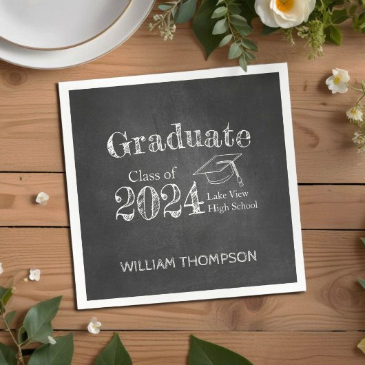 黒板高校写真卒業 スタンダードカクテルナプキン