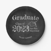 黒板高校写真卒業 ペーパープレート (正面)