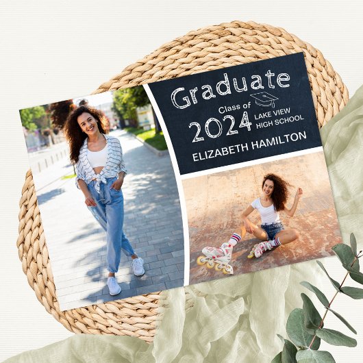 黒板高校卒業写真クラス発表 招待状