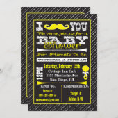 黒板髭ベビーシャワーパーティの招待状 招待状 (正面/裏面)