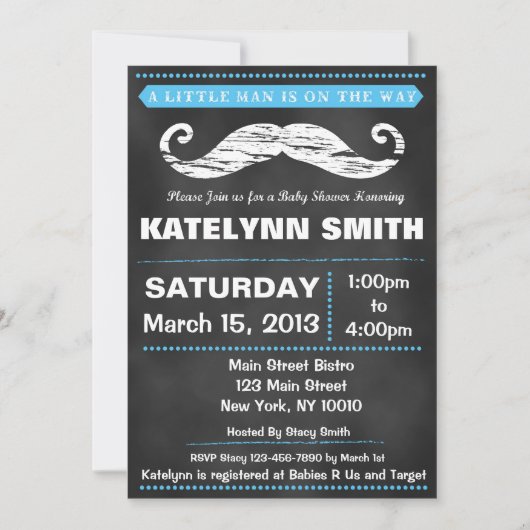 黒板髭ベビーシャワー招待状 招待状 (正面)