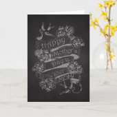 黒板鳥ハッピーマザーズ・デイ カード (黄色い花)