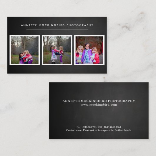 黒板3の写真|の子供の写真撮影 名刺 (正面/裏面)