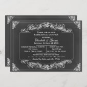 黒板 おしゃれなスクロール式のリハーサルディナー招待状 招待状 (正面/裏面)