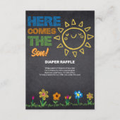 黒板 ここに息子がやってくる ベビーシャワー エンクロージャーカード (正面)