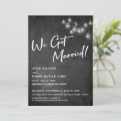 黒板 エジソン電球 モダン ウェディング 招待状 (スタンド正面)